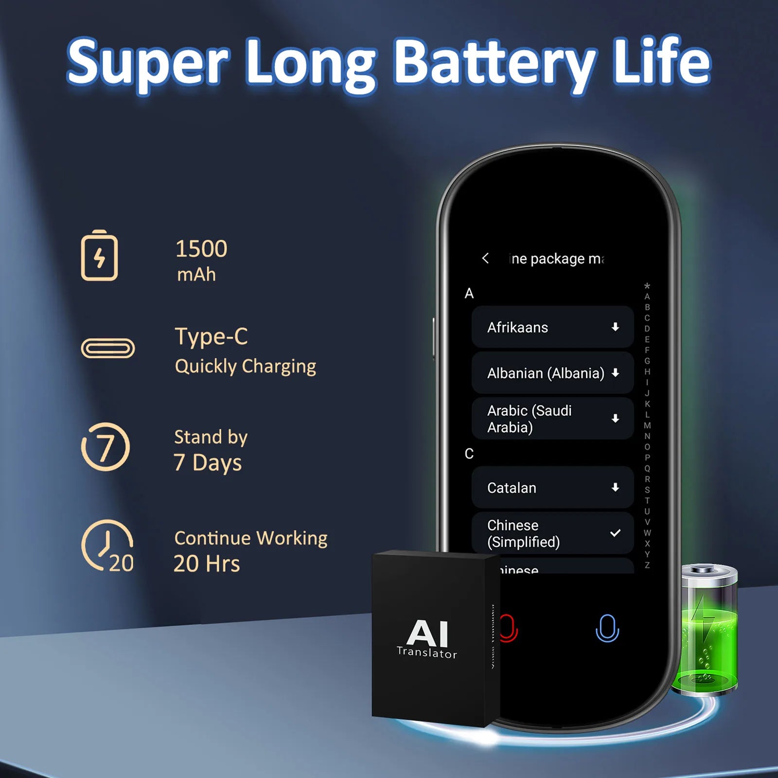 AI voice translator portable 3.1" touch screen